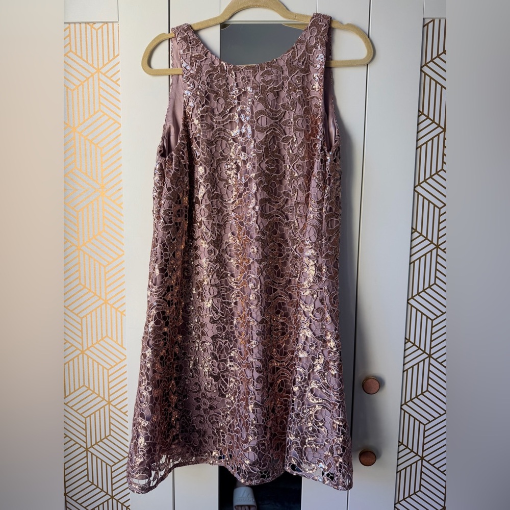 Badgley Mischka Shimmering Rose Gold Mini Dress